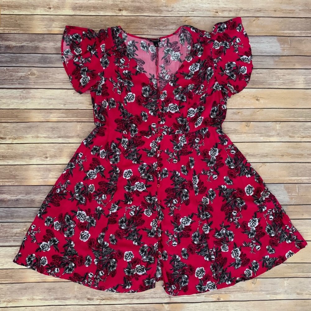 Torrid Pink Floral Button Up Dress Sz 2